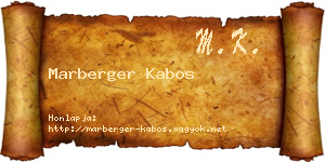 Marberger Kabos névjegykártya